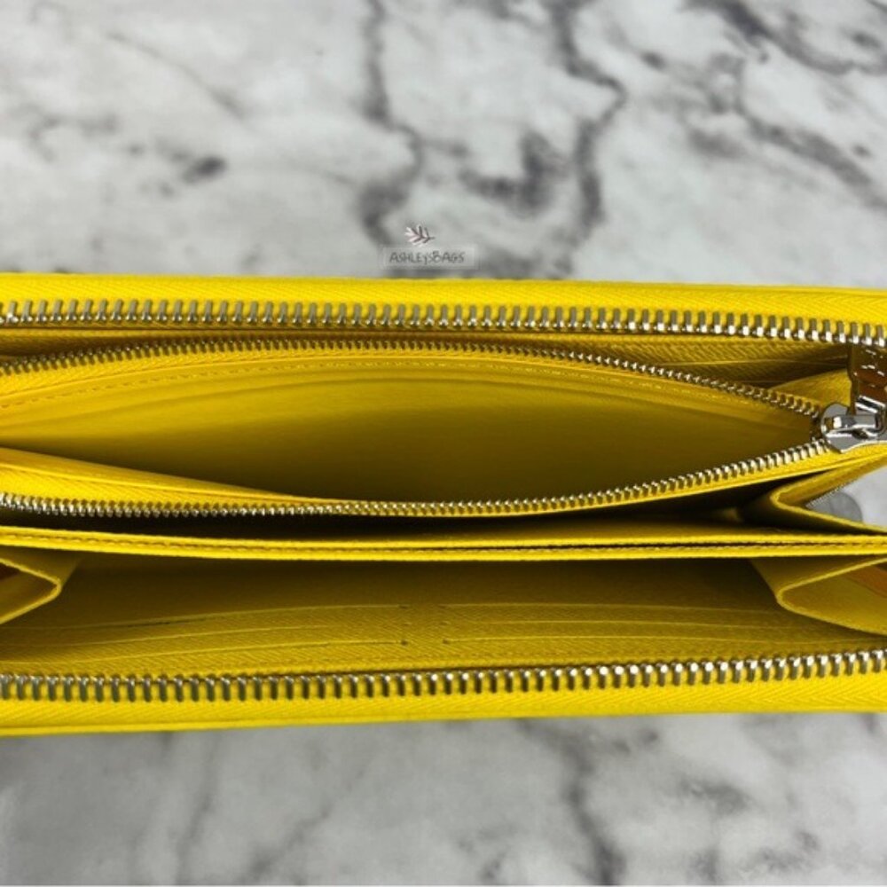 Louis Vuitton x Yayoi Kusama Zippy Wallet Epi Leather In Jaune Noir - Picture 10 of 16